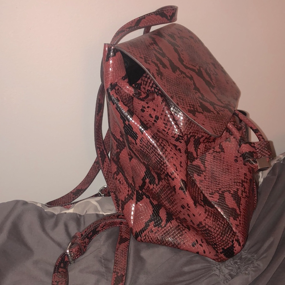 Zara Red Snake Skin Backpack - Picture 2 of 7